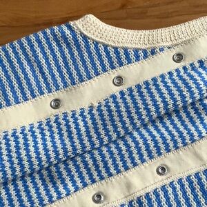 JCrew Knit Vest LARGE Cropped sweater shell in stripe Parchment Santorini